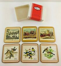 Vintage Pimpernel Coasters Cork Back Mixed Lot Birds & English Inns 6 Pieces  picture