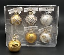6 Vtg Department 56 Mercury Glass Placecard Holders Ornaments 2002 Silver Gold picture