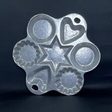 Vintage JW John Wright Cast Metal Muffin Pan Hearts and Star Fluted Tart Jewel picture