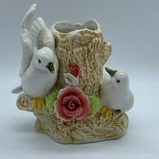 Vintage Ceramic Dove with Roses Planter Vase  picture