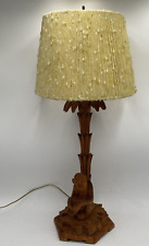 1940’s One of Kind Original Handcarved Chimpanzee Table Lamp Chenille Shade 26