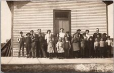 c1910s RPPC Photo Postcard Students & Teacher Posing in Front of School Building picture