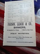 ☆1895 print ad FARSON LEACH & COMPANY Bankers securities School Bonds Wall St NY picture