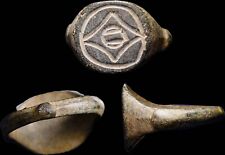 Ancient Roman Ring Bronze Legionary Soldier Large Wearable Interesting S symbol picture