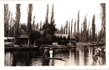Real Photo RPPC Agfa Postcard Huts People Boating River Mexico picture