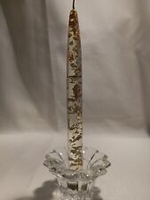 1 Vtg MCM Lucite Tapered Candle Clear with Gold and Silver Flakes 8
