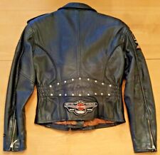 Harley Davidson Leather Jacket - Vintage Ladies Milwaukee Motorcycle Biker Club picture