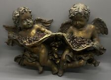 Vintage Detailed Cherub Angels Plaster Chalkware with Floral Accent Wall Art picture