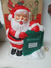Vintage 1950's USALITE Electric Lighted Christmas Plaque - Santa w Mailbox in OB picture