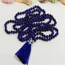6mm Lapis lazuli 108 Buddha Beads Tassels Necklace mala Glowing Easter Calming picture