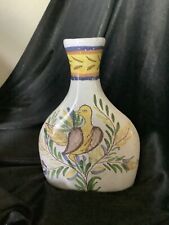 Vintage Hand Painted Signed Vase Portugal Ceramic Earthenware Symbolic Swallow picture