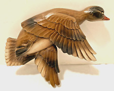 Flying Brown Duck Syroco Plastic (1) Wall Plaque 4262 HOMCO 1961 Vintage 12x8.5 picture