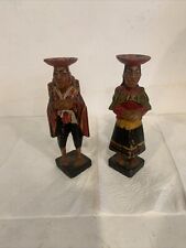 Vntg Wooden South American Folk Art Spanish/Peruvian Figures RARE One Of A Kind picture