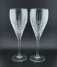 Tiffany & Co Pair Plaid Crystal Wine Glasses 9 3/8