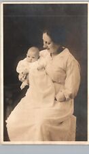 MOM HOLDING BABY c1910 pomeroy oh real photo postcard rppc ohio mother child picture