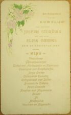 Menu 1899 Dutch Wedding, Embossed Flower Vignette, Gold Type picture