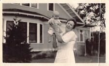 Old Photo Snapshot Grandma And Baby Boy Smiling Vintage Lovely Portrait 4A6 picture