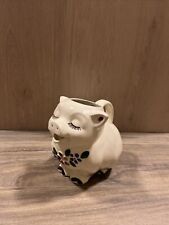 Vintage Shawnee Pottery Smiley Pig Pitcher Peach Flower USA 40's 50's picture