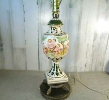 Vtg Capodimonte Porcelain Table Footed Lamp Victorian Cherubs Nudes Gold Gilt  picture