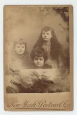 Antique c1880s Cabinet Card Three Adorable Little Girls New York Portrait Co. picture