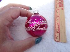 VTG Mercury Glass Christmas Ornament Pink Merry Christmas picture