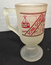 ROYAL GORGE COLORADO Frosted Souvenir Drinking Glass Mug 5.5” High Pedestal Base picture