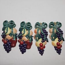 Set of 4 vintage Burwood 3335-1A 3335-2A Kitchen Fruit Wall Hangers Apples Grape picture