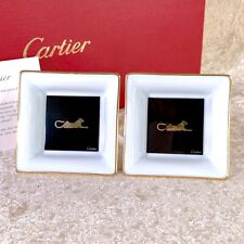 CARTIER Trinket Tray Change Tray Set of 2 Mini Panthere Limoges Porcelain  w/Box picture