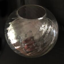 Vintage Large Round Orb Rose Vase Terrarium Optic Swirl Art Glass Clear 14