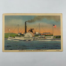 Postcard New Hampshire Lake Winnipesaukee NH Steamer Mt Washington Linen 1940s picture