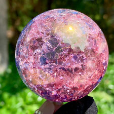 164G    Natural Titanium Rainbow Quartz sphere Crystal ball Healing picture