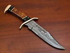 Rody Stan CUSTOM HAND MADE DAMASCUS BOWIE HUNTING KNIFE - FULL TANG - BRASS picture