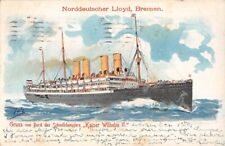 SS KAISER WILHELM II AT SEA ~ NORD-DEUTSCHER LLOYD SHIP, ARTIST IMAGE used 1907 picture