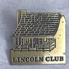Lincoln Club Pin Log Cabin Logo Brass Finish Badge picture
