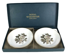 Royal Worcester Plate Set of 2 w Box Fine Bone China England Vanity White Roses picture