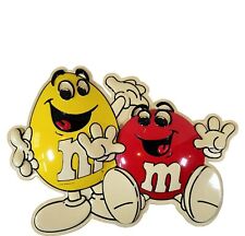 Vintage 1997 M&Ms Mars Incorporated Yellow Red Plastic 2 Sided Advertising Sign picture