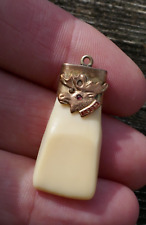 Antique 14kt Yellow Gold & Moose Tooth Order of The Loom Club Pendant/Fob - 3.2g picture