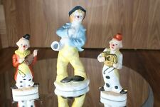 lot - three vintage porcelain clowns from estate sale unsure age1960's to 80's picture