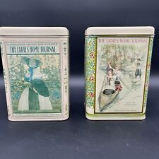 Vintage The Ladies Home Journal Tin Set Of 2 Tall 8” picture