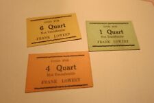 FRANK LOWERY Strawberry   Picker Tickets  SET OF 3 Diff 1-4-6-QUARTS picture