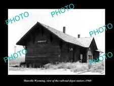 OLD POSTCARD SIZE PHOTO OF MANVILLE WYOMING THE RAILROAD DEPOT STATION c1960 picture