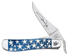 Case XX Knives John Wayne Russlock 10716 Navy Blue Bone Stainless Pocket Knife picture