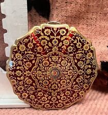 Vintage Stratton Compact Vanity Powder Makeup Red Persian Floral 60s picture