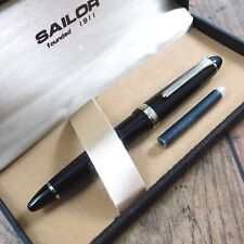 SAILOR 1911 FOUNDED FOUNTAIN PEN 14K GOLD BLACK NIB:M MADE JAPAN WITH BOX picture