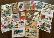 Lot of 22 Vintage~Christmas Postcards with Winter Snowy & Village Scenes-h974 picture