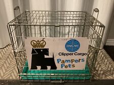 Vintage 1970s Pan Am Airlines Clipper Cargo Pampers Pets Dog Crate & Metal Sign picture