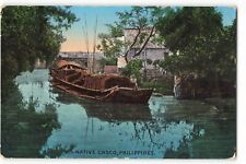 Postcard Native Casco, Philippines 1912 Boat Water Scene VTG ME4. picture