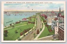 Esplanade Along Charles River West Boston Bridge Massachusetts PM1937 Postcard picture