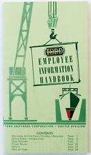 Vintage 1960s Todd Shipyards Seattle WA Employee Handbook picture
