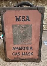 Vintage 1960s MSA Mine Safety Appliances Co Green Rubber Gas Mask & Case  picture